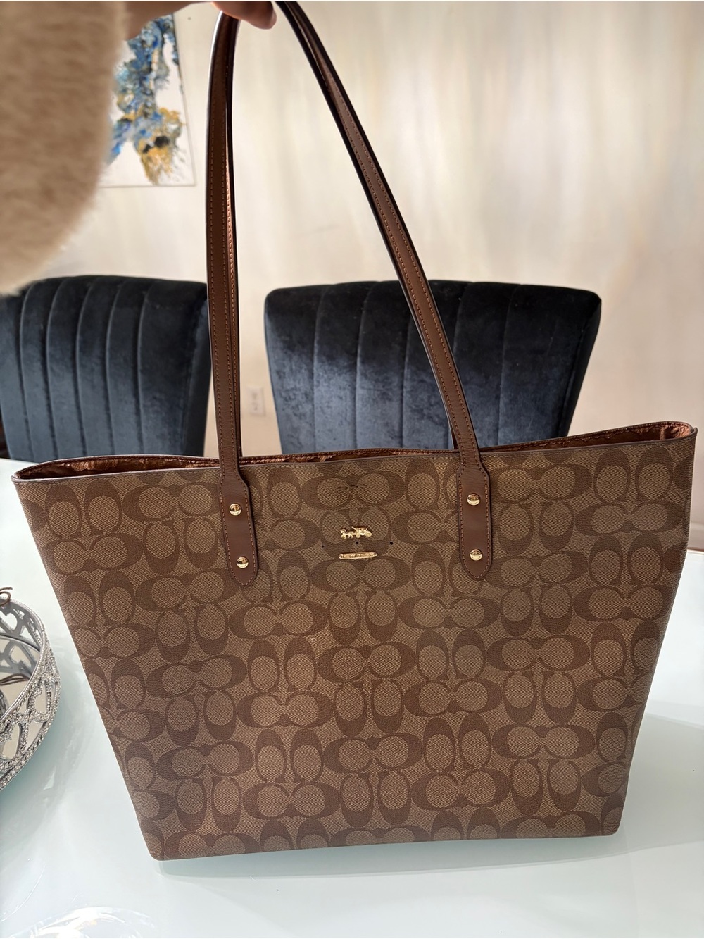 COACH City Tote in Signature Canvas - Brown (Flawed Interior